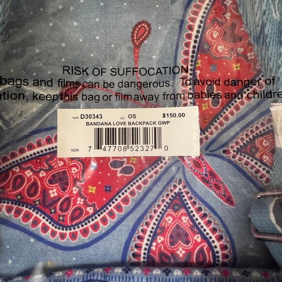 Brighton Bandana Love Backpack D30343 GWP NEW Factory Sealed Blue Paisley main image 4